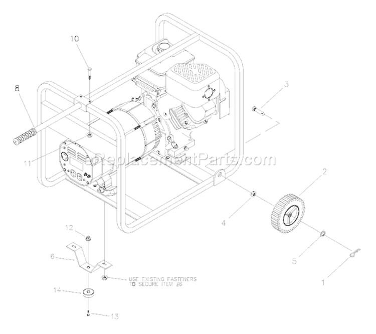 Page D Diagram and Parts List for 1653-4  Briggs and Stratton Generator